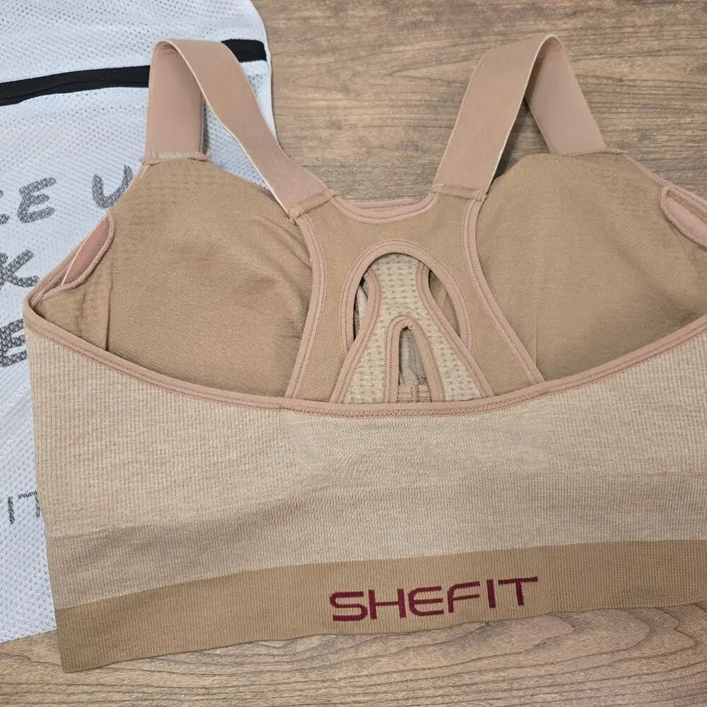 SHEFIT Low Impact Sports Bra Heathered Tan sz 6Luxe Brand New